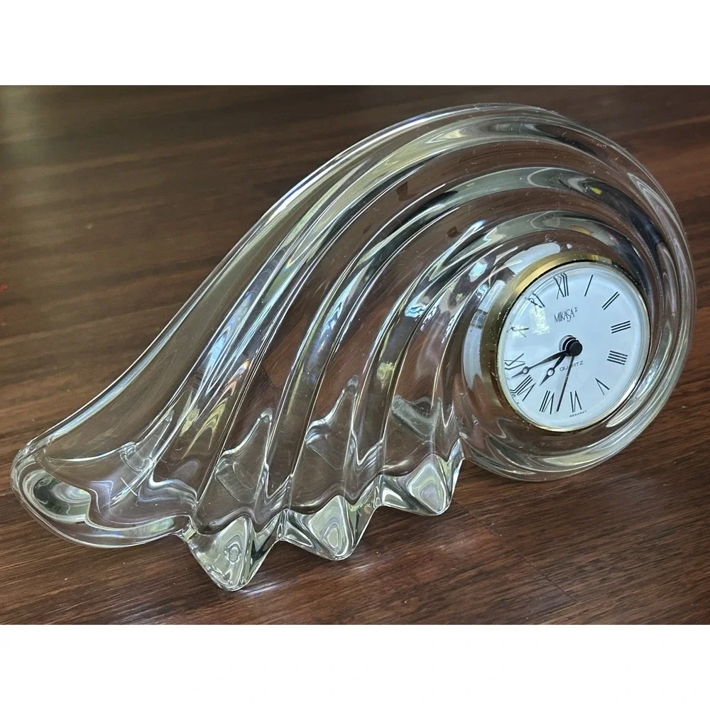 Mikasa Crystal Wave Quartz Mantle Desk Clock Germany